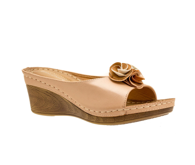 Shop Gc Shoes Sydney Blush Wedge Sandals In Brown