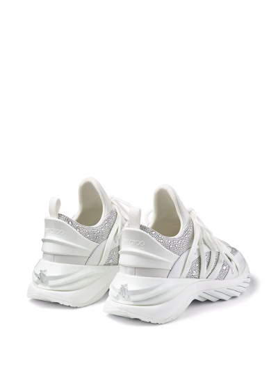 Shop Jimmy Choo Cosmos Crystal-embellished Sneakers In White