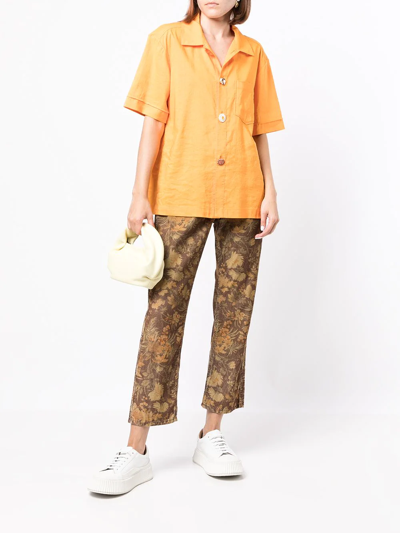 Ymc You Must Create Geanie Floral-print Trousers In Brown