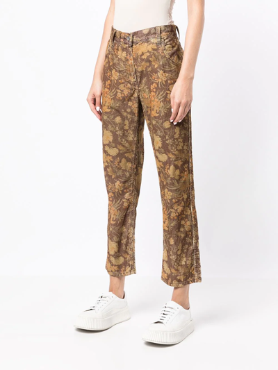 Ymc You Must Create Geanie Floral-print Trousers In Brown