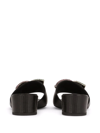 Shop Dolce & Gabbana Crystal Embellished Logo Slides In Black