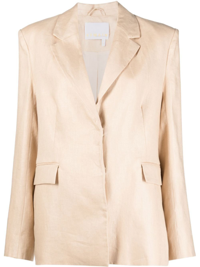 Shop Remain Single-breasted Linen Blazer In Nude