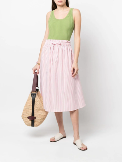 Woolrich Patchwork Stripe-print Midi Skirt In Blau