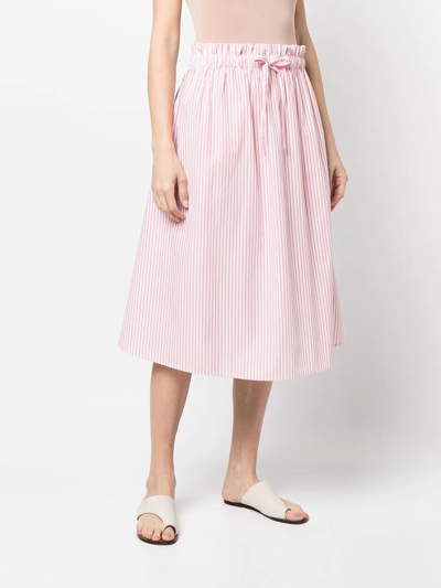 Woolrich Patchwork Stripe-print Midi Skirt In Blau