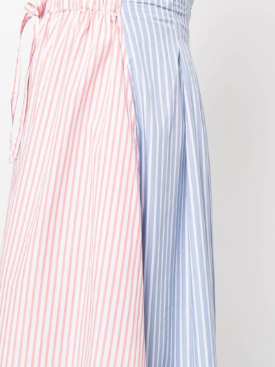 Woolrich Patchwork Stripe-print Midi Skirt In Blau
