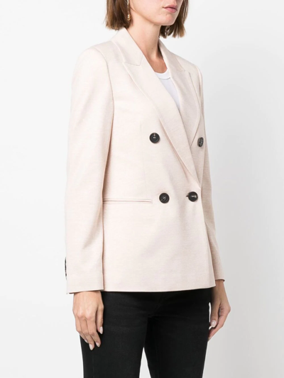 Shop Peserico Logo-plaque Double-breasted Blazer In Nude