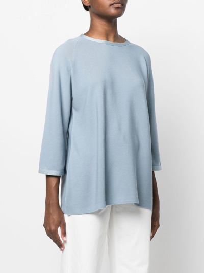 Shop Le Tricot Perugia Round-neck Knitted Top In Blau