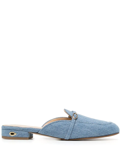 Shop Jennifer Chamandi Denim Backless Loafers In Blau
