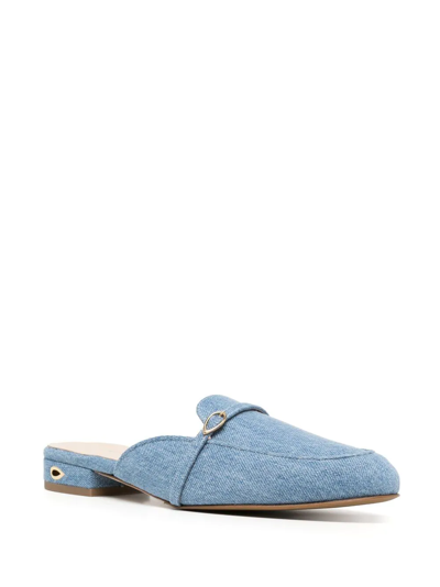 Shop Jennifer Chamandi Denim Backless Loafers In Blau