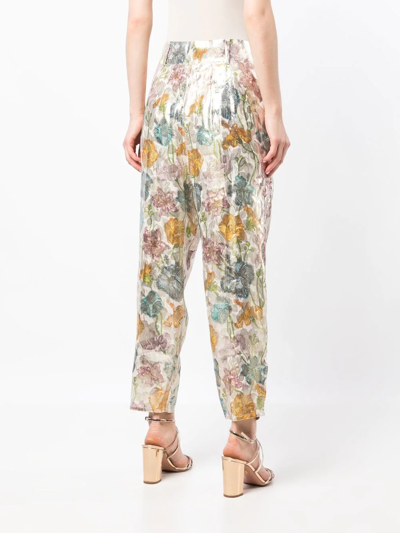 Shop Hayley Menzies Shimmering Bonita Silk Jacquard Tailored Trousers In Mehrfarbig