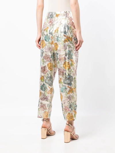 Hayley Menzies Shimmering Bonita Silk Jacquard Tailored Trousers In Mehrfarbig