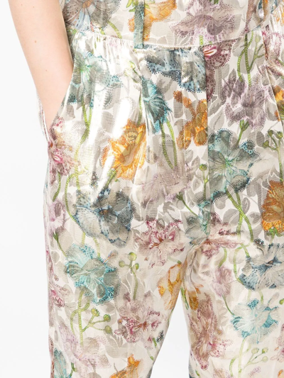 Hayley Menzies Shimmering Bonita Silk Jacquard Tailored Trousers In Mehrfarbig