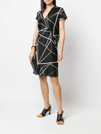 Shop Rick Owens Geometric-print Wrap Dress In Schwarz