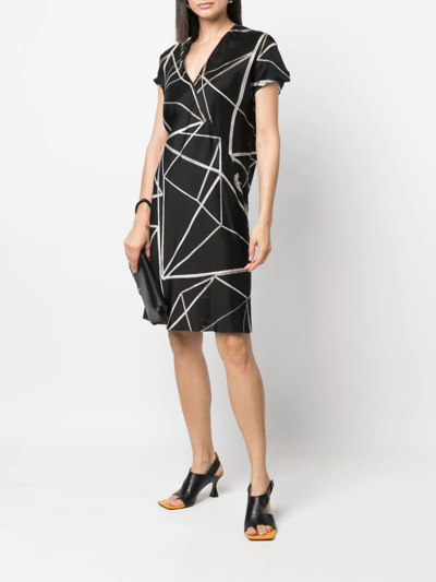 Rick Owens Geometric-print Wrap Dress In Schwarz