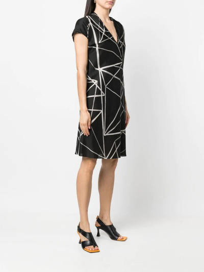 Rick Owens Geometric-print Wrap Dress In Schwarz