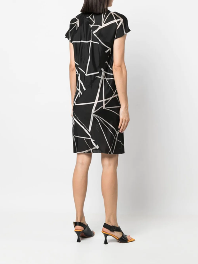 Shop Rick Owens Geometric-print Wrap Dress In Schwarz
