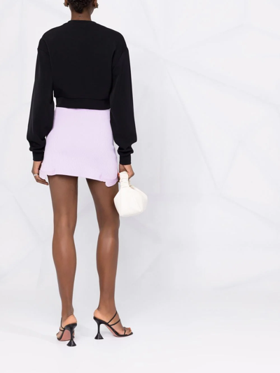 Shop Self-portrait Mesh-detail Knitted Miniskirt In Violett