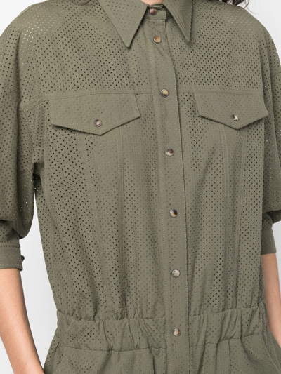 Brunello Cucinelli Perforated Straight-leg Jumpsuit In Grün