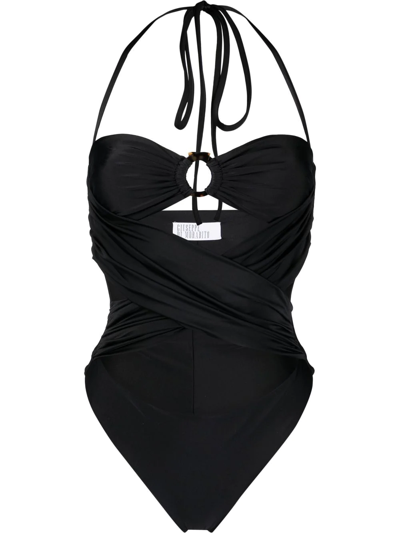 Shop Giuseppe Di Morabito Ring-embellished Cut-out Swimsuit In Black