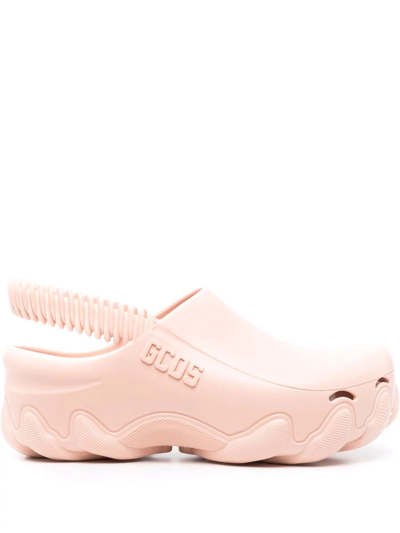 Shop Gcds Ibex Logo-embossed Slingback Clogs In Rosa