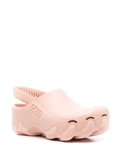 Shop Gcds Ibex Logo-embossed Slingback Clogs In Rosa