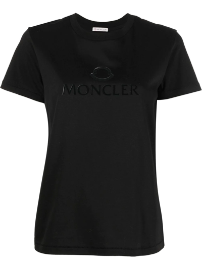 Shop Moncler Logo-print Short-sleeve T-shirt In Black