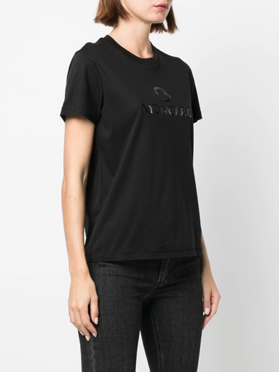 Shop Moncler Logo-print Short-sleeve T-shirt In Black