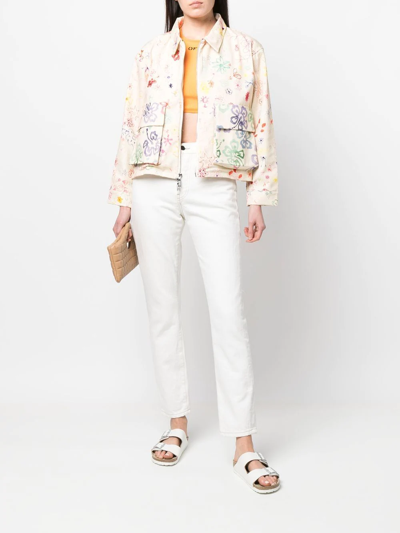 Shop Collina Strada Floral-print Zip-up Jacket In Neutrals