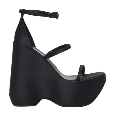 Shop Versace Wedge Sandals In Black Black