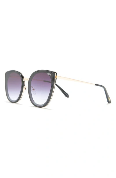 Quay 54mm Flat Out Cat Eye Sunglasses In Black/ Black