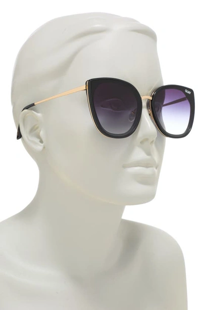 Quay 54mm Flat Out Cat Eye Sunglasses In Black/ Black