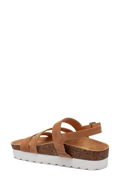 Shop Lisa Vicky Begin Asymmetrical Slingback Platform Sandal In Cognac Suede