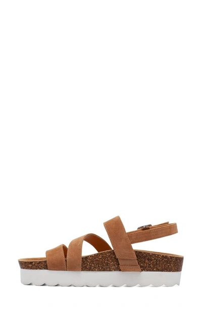 Shop Lisa Vicky Begin Asymmetrical Slingback Platform Sandal In Cognac Suede