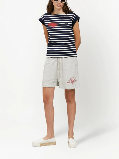 Palm Angels Logo-print Shorts In Grey Cotton In Grey