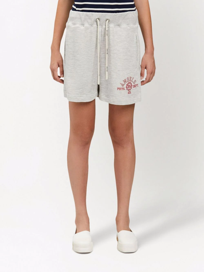 Palm Angels Logo-print Shorts In Grey Cotton In Grey