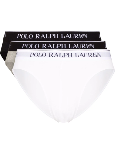 Shop Polo Ralph Lauren Logo-waisband 3-pack Briefs In Black