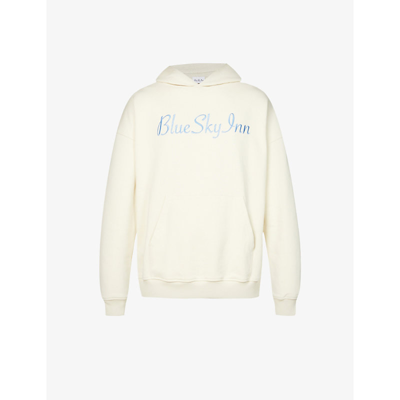 Shop Blue Sky Inn Logo-embroidered Oversized Cotton-jersey Hoody In Cream