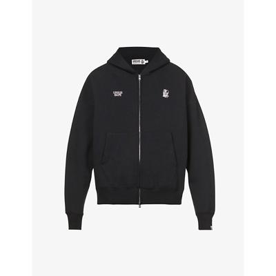 Shop A Bathing Ape Ursus Brand-embroidered Cotton-blend Hoody In Blk