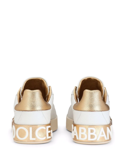 Shop Dolce & Gabbana Portofino Logo-print Leather Sneakers In White