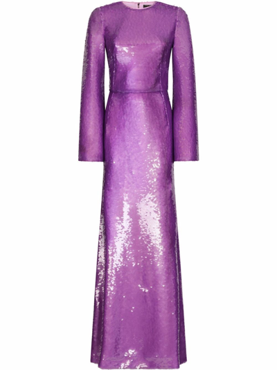 Shop Dolce & Gabbana Sequin-embellished Evening Dress In Purple