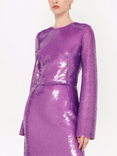 Shop Dolce & Gabbana Sequin-embellished Evening Dress In Purple