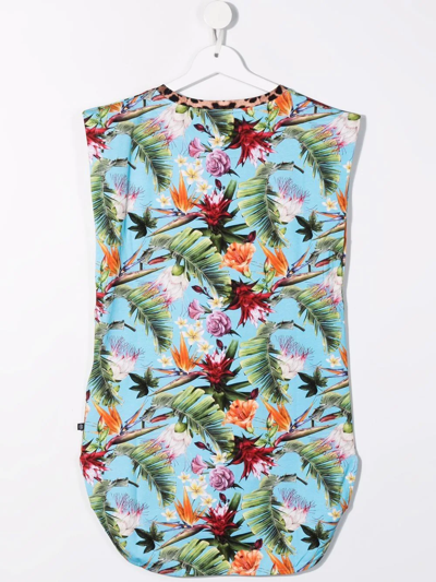 Shop Philipp Plein Junior Teen Floral-print Tank Top In Blue