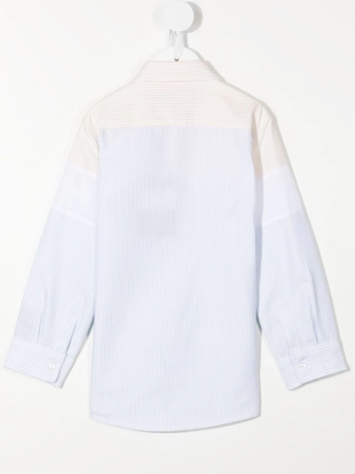 Aigner Two-tone Striped Logo-print Shirt In Yellow