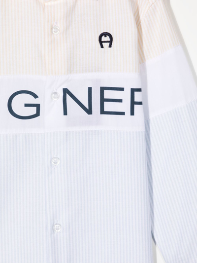 Aigner Two-tone Striped Logo-print Shirt In Yellow