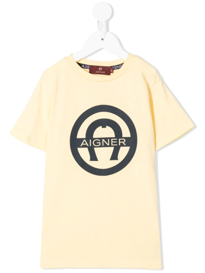 Shop Aigner Logo-print T-shirt In Yellow