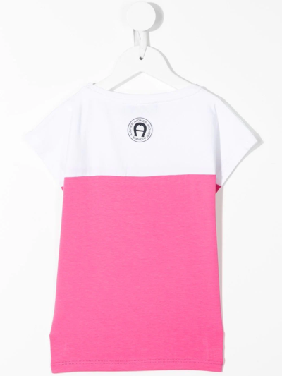 Shop Aigner Colour-block Logo-stripe T-shirt In White