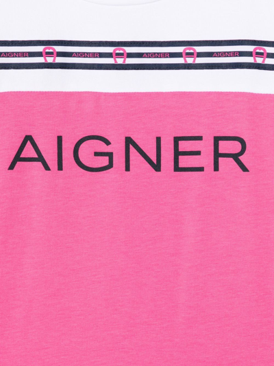 Shop Aigner Colour-block Logo-stripe T-shirt In White