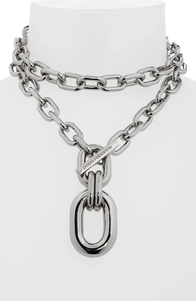 Shop Rabanne Xl Chunky Link Pendant Necklace In P040 Silver