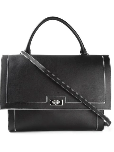 Givenchy 'small Shark Tooth' Leather Satchel In Black