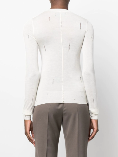 Shop Amiri Distressed Cashmere Jumper In Neutrals